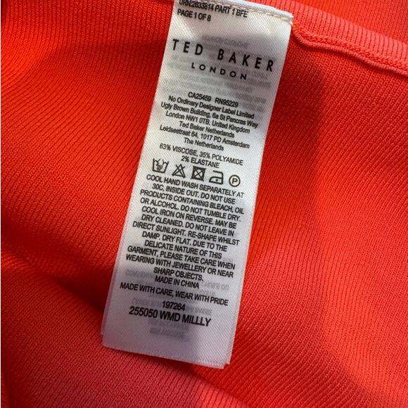 Ted Baker Millly Sweetheart Neckline Dress SOLD OUT ONLINE $249 Size 4 Coral - Picture 12 of 12